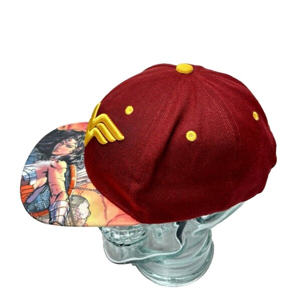 Wonder Woman Hat Red Marvel Snapback Cap by Six Flags GUC With Comic Book Design - Picture 3 of 8